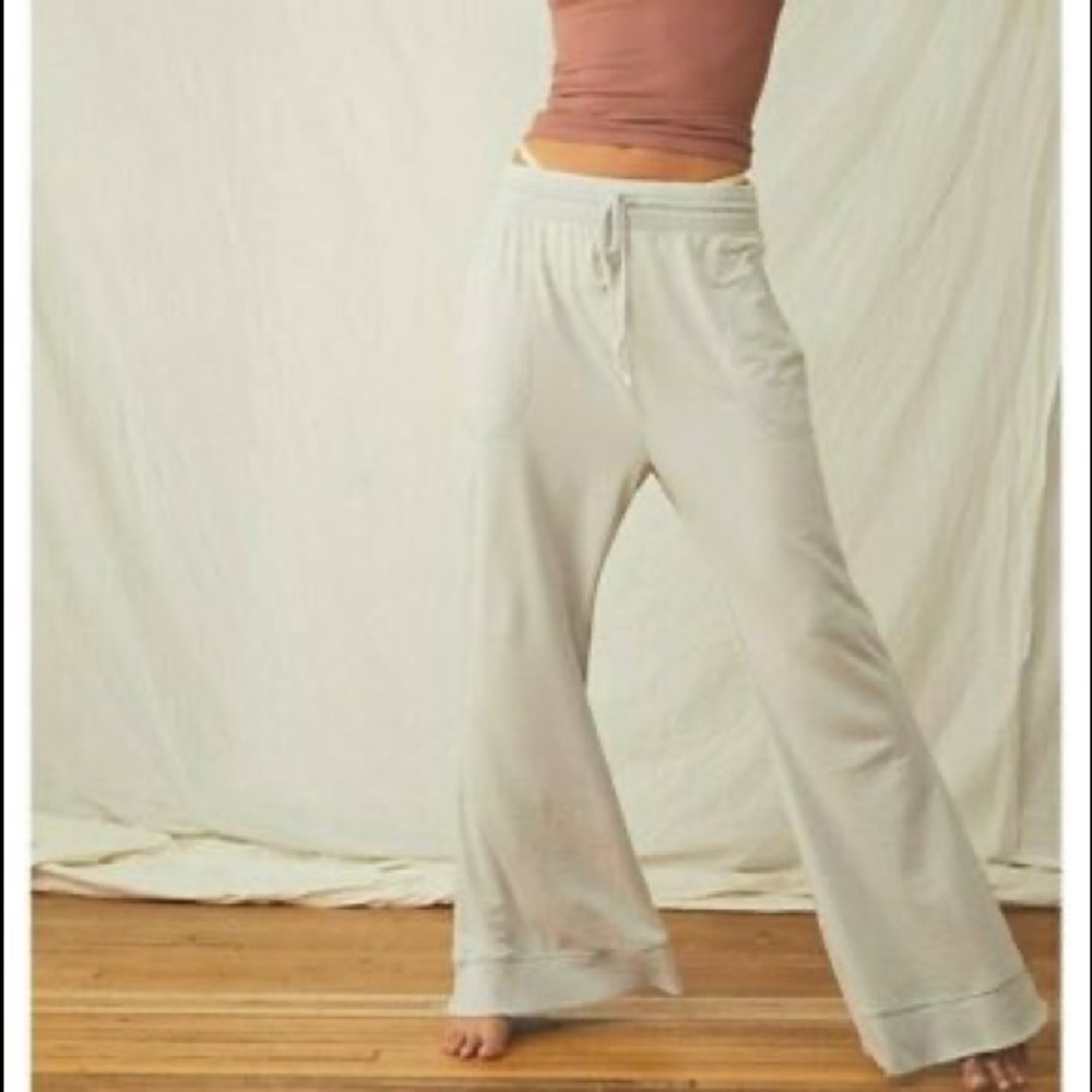 COPY - Grey/white Free People movement wide leg sweat pants